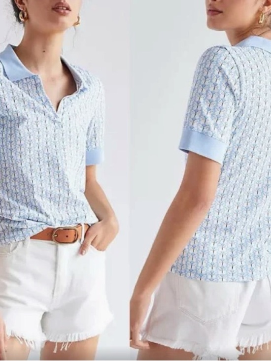 Anthropologie Tops - Anthropologie Maeve Butterfly Print Polo Top